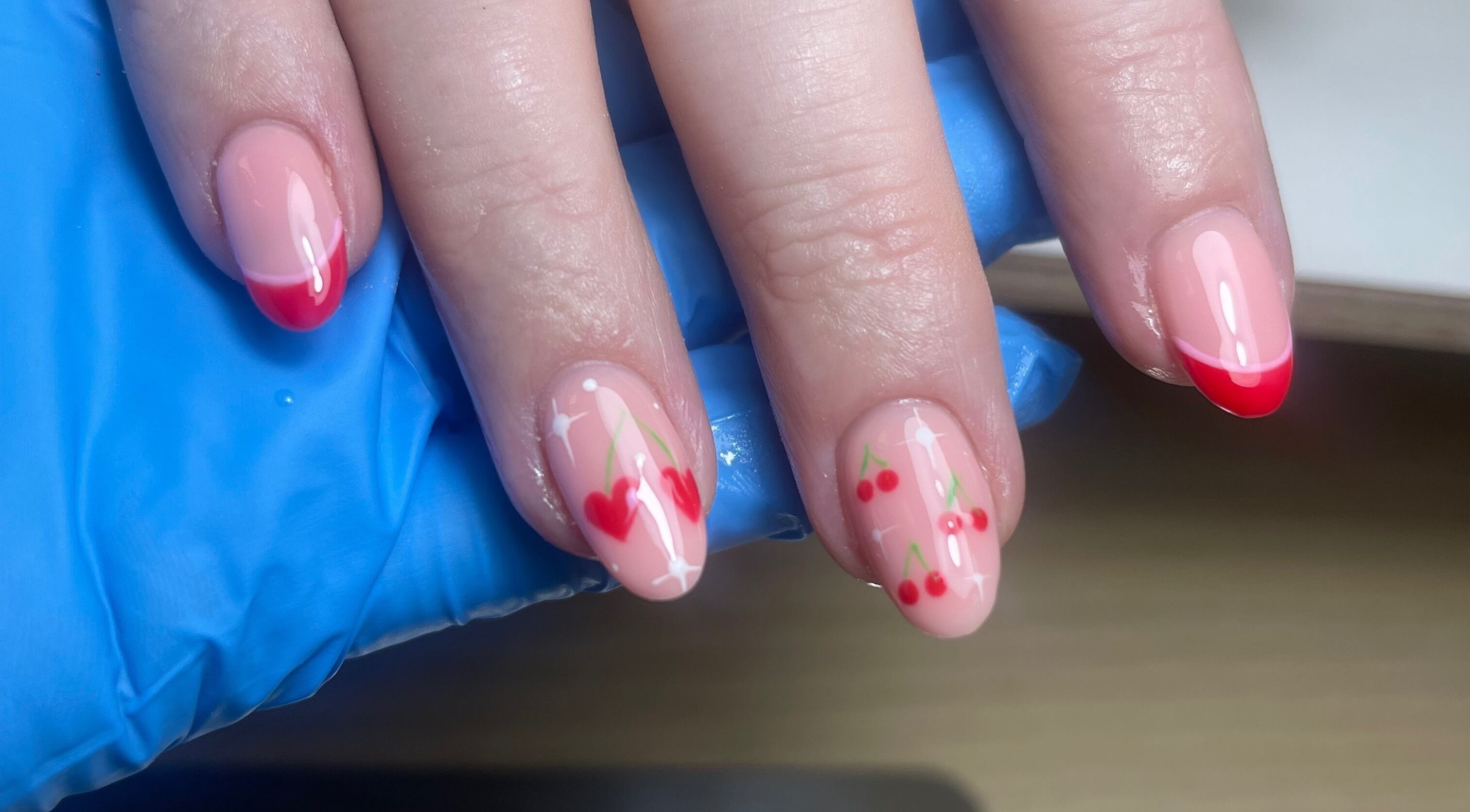 Gorgeous cherry nail art by By Demi in Belfast, Northern Ireland, GB. Vibrant style and expert design.