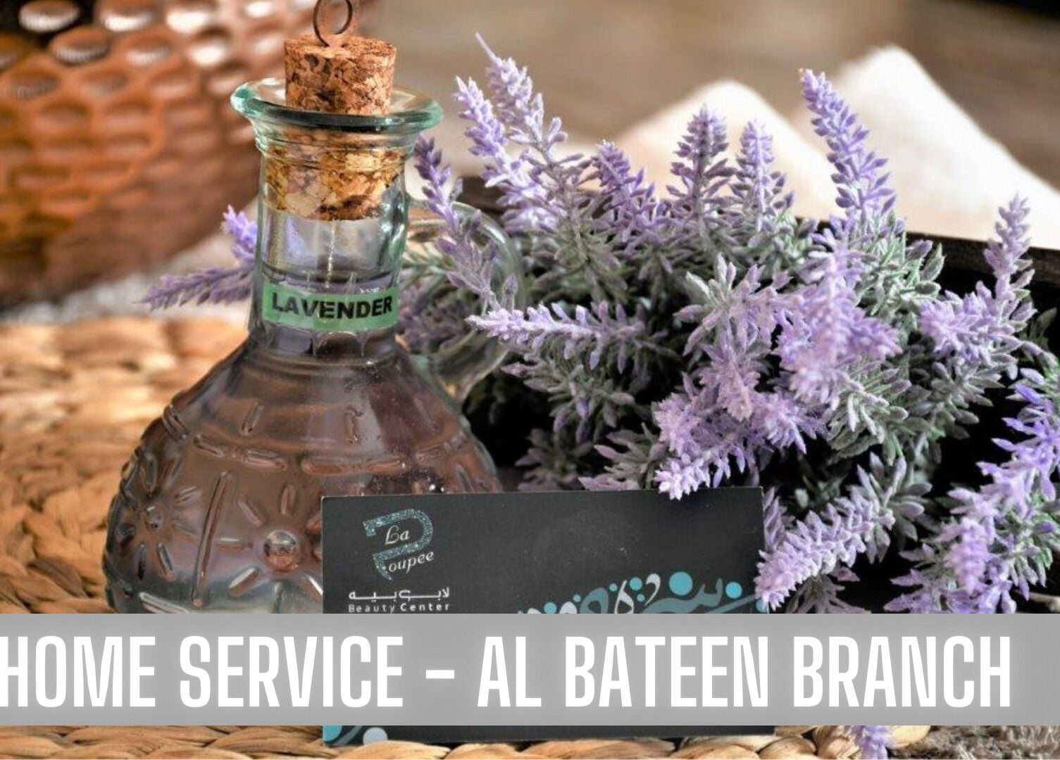 Lavender and corked bottle at La Poupee Home Service - Al Ain, Al Ain, AE enhancing relaxation and beauty.