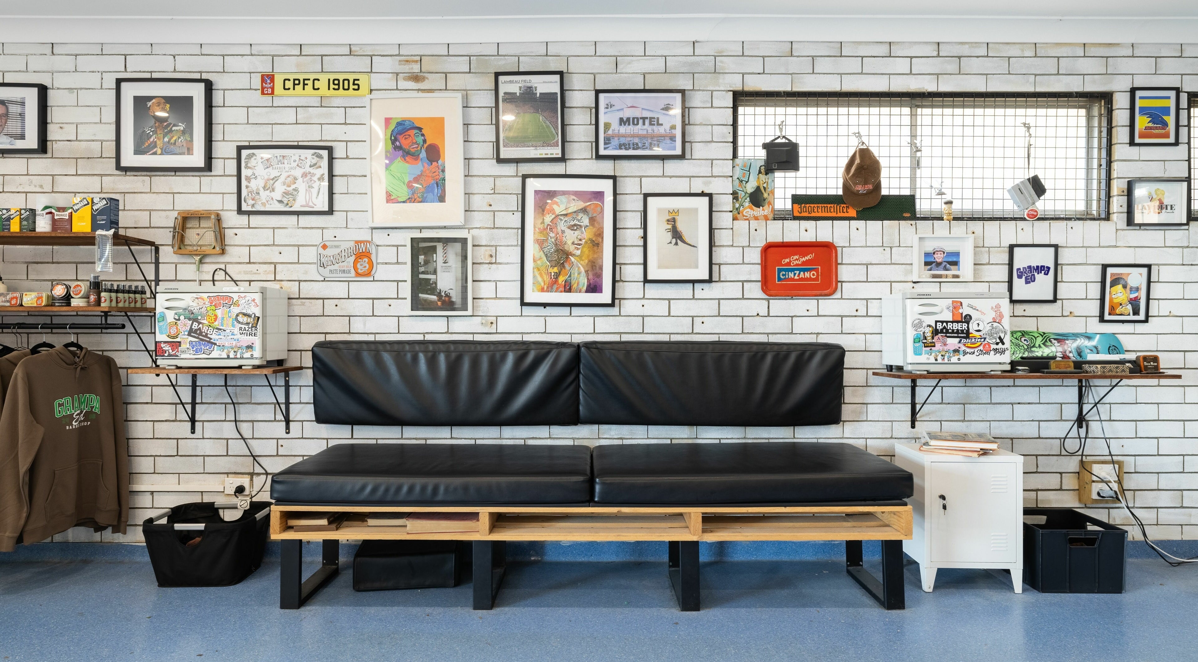 Trendy interior of Grampa Ed in Banora Point, NSW, showcasing eclectic decor and modern seating.