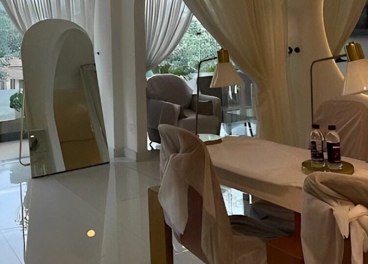 Luxurious interior of Antheia Enhance spa in Dehradun, Uttarakhand, IN with serene decor and ambient lighting.