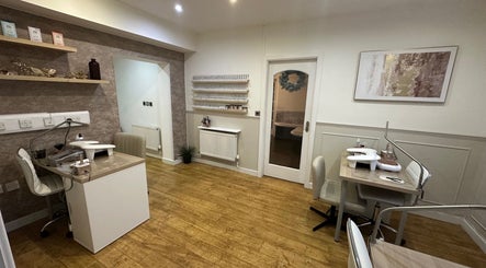 Chic nail treatment area at Serenity Beauty and Skincare Salon Ltd in Llangefni, North Wales, GB.