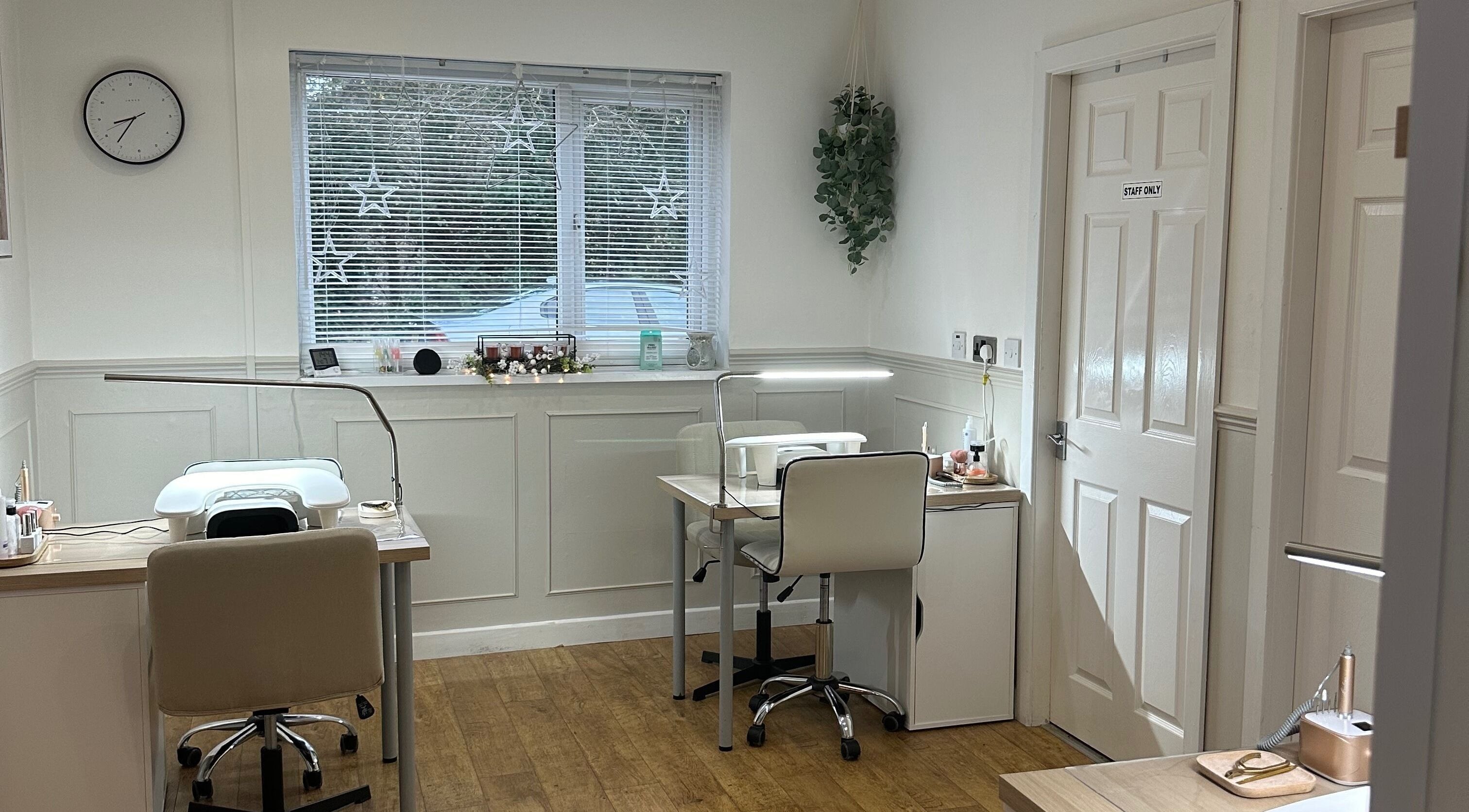 Elegant nail station at Serenity Beauty and Skincare Salon Ltd, Llangefni, North Wales, GB.