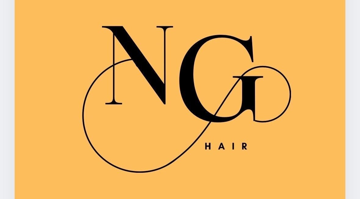 NG Hair logo on a vibrant orange background, representing beauty in Tuffley, England, GB.