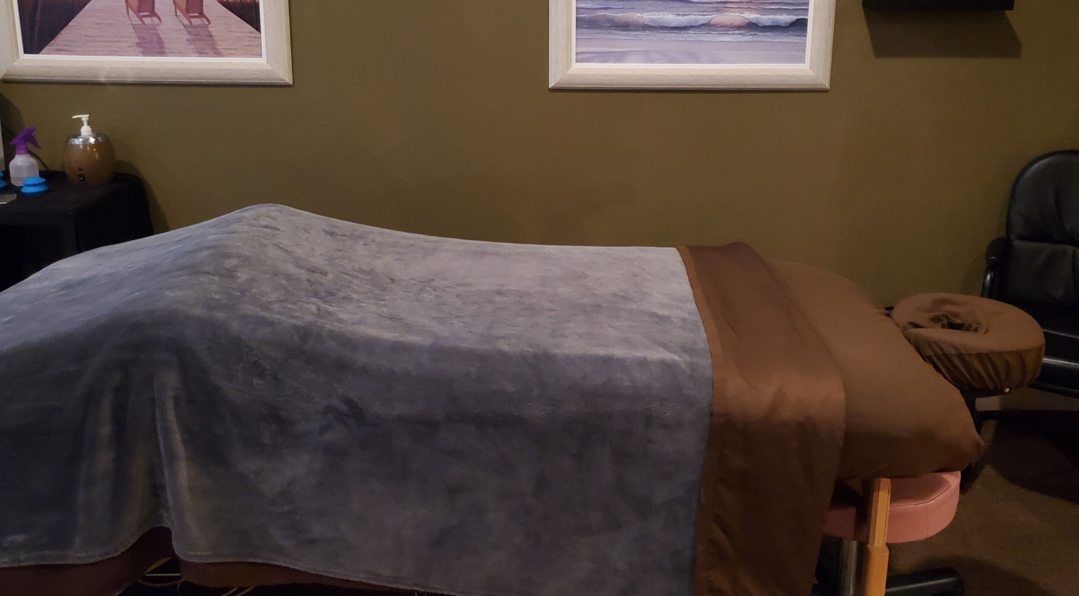 Relaxation massage table at Joy Wellness for Life, Holbrook, Massachusetts, US.
