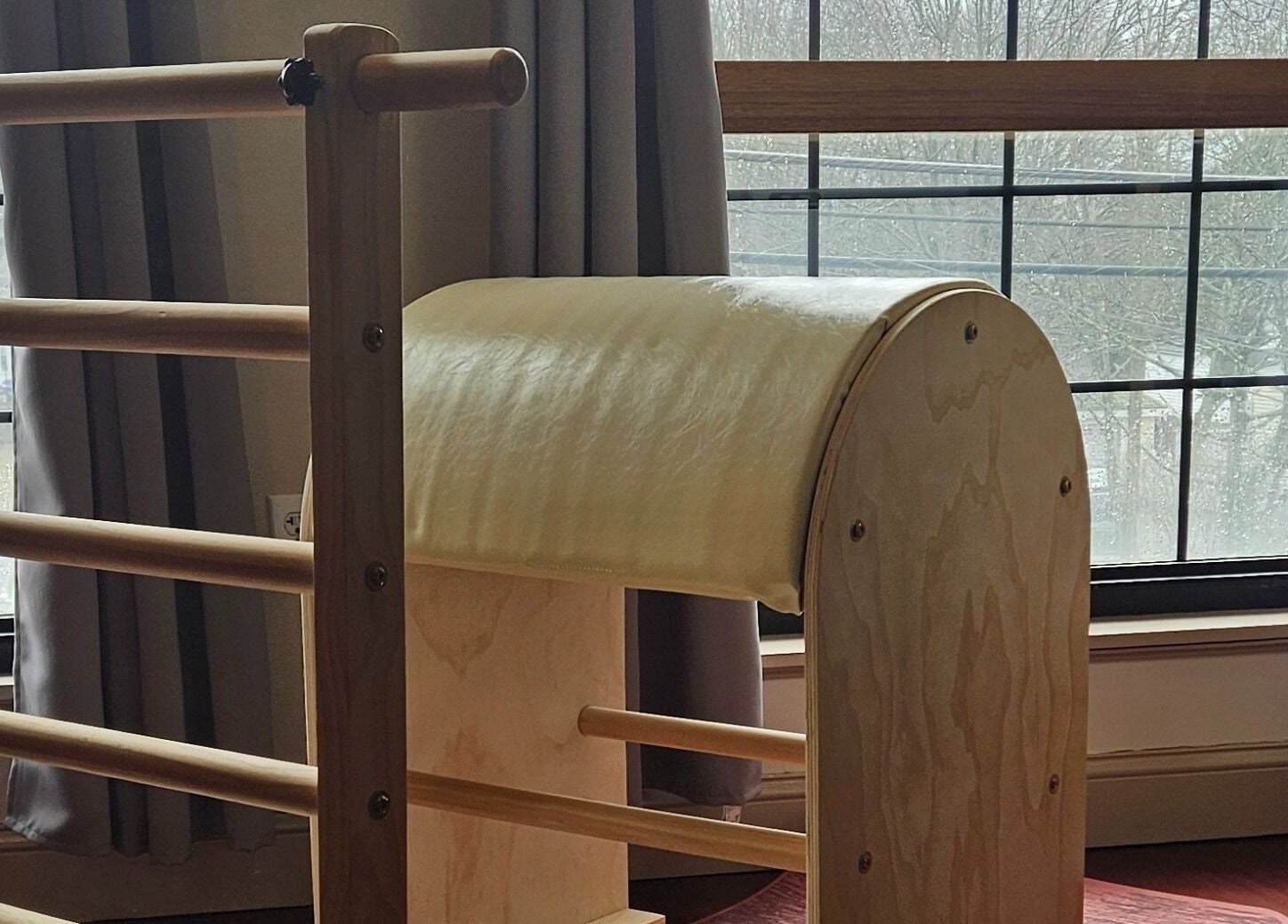 Pilates equipment by a window at Joy Wellness for Life, Holbrook, Massachusetts, US.