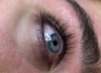 Closeup of beautifully groomed eyelashes at 11:11 Beauty and Aesthetics, Highbridge, England, GB.