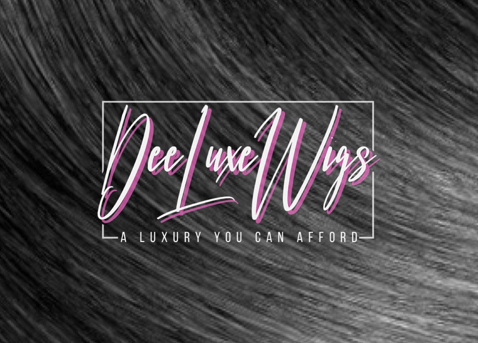 Dee Luxe Wigs logo with sleek hair background in Saint George, Saint George, BB.