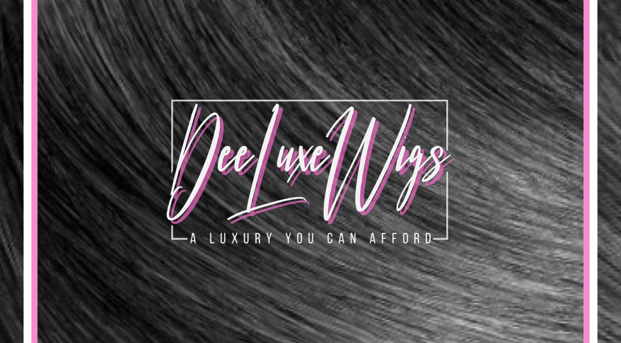 Dee Luxe Wigs logo with sleek hair background in Saint George, Saint George, BB.