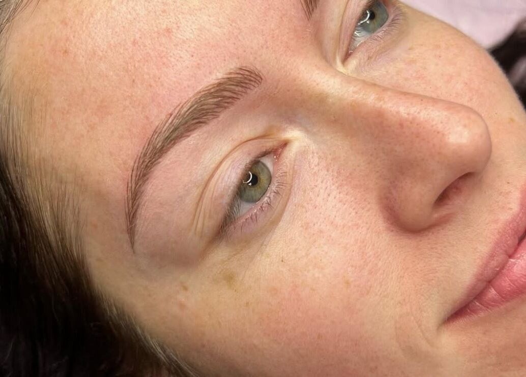 Close-up of newly styled brows at Blinx Brows by Ashton, Rugby, England, GB.