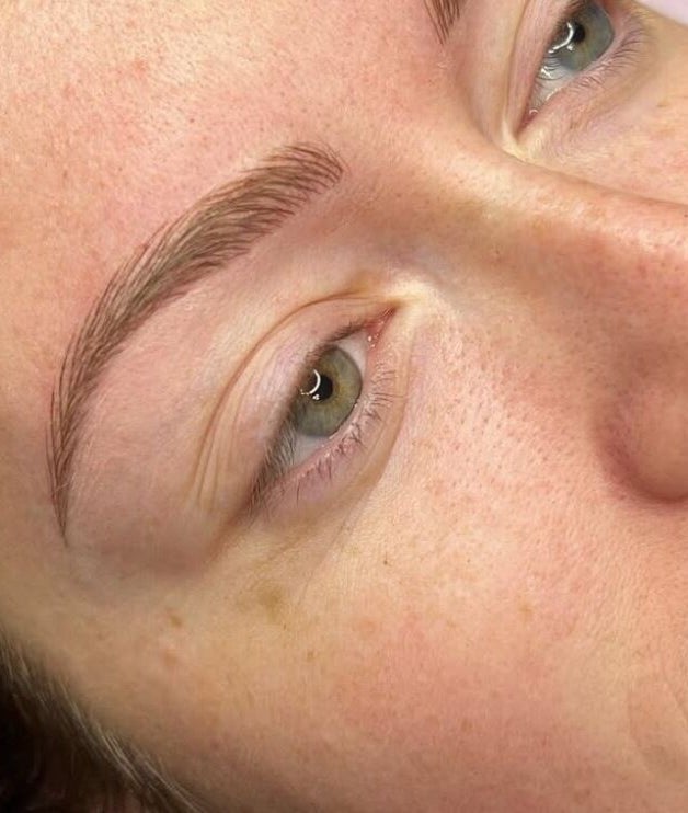 Close-up of newly styled brows at Blinx Brows by Ashton, Rugby, England, GB.