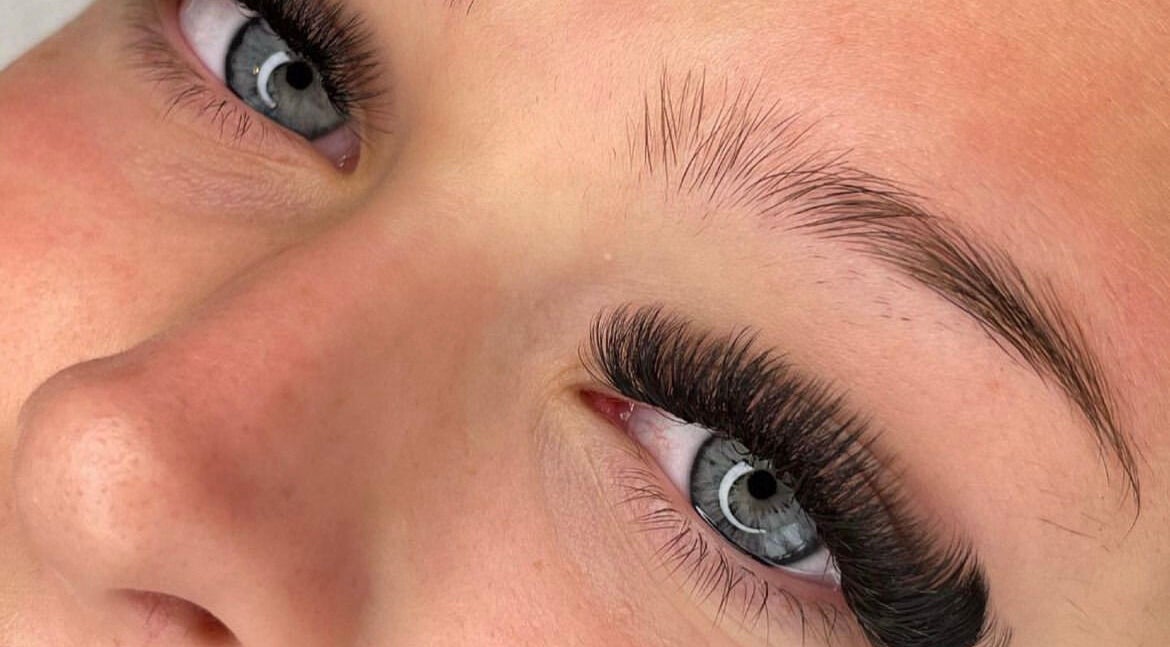 Close-up of styled lash extensions at Lash Artistry Academy, Paddock Wood, England, GB.