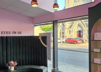 ELZYT's stylish interior in Drogheda, County Louth, IE, showcasing elegant decor and beauty products display.