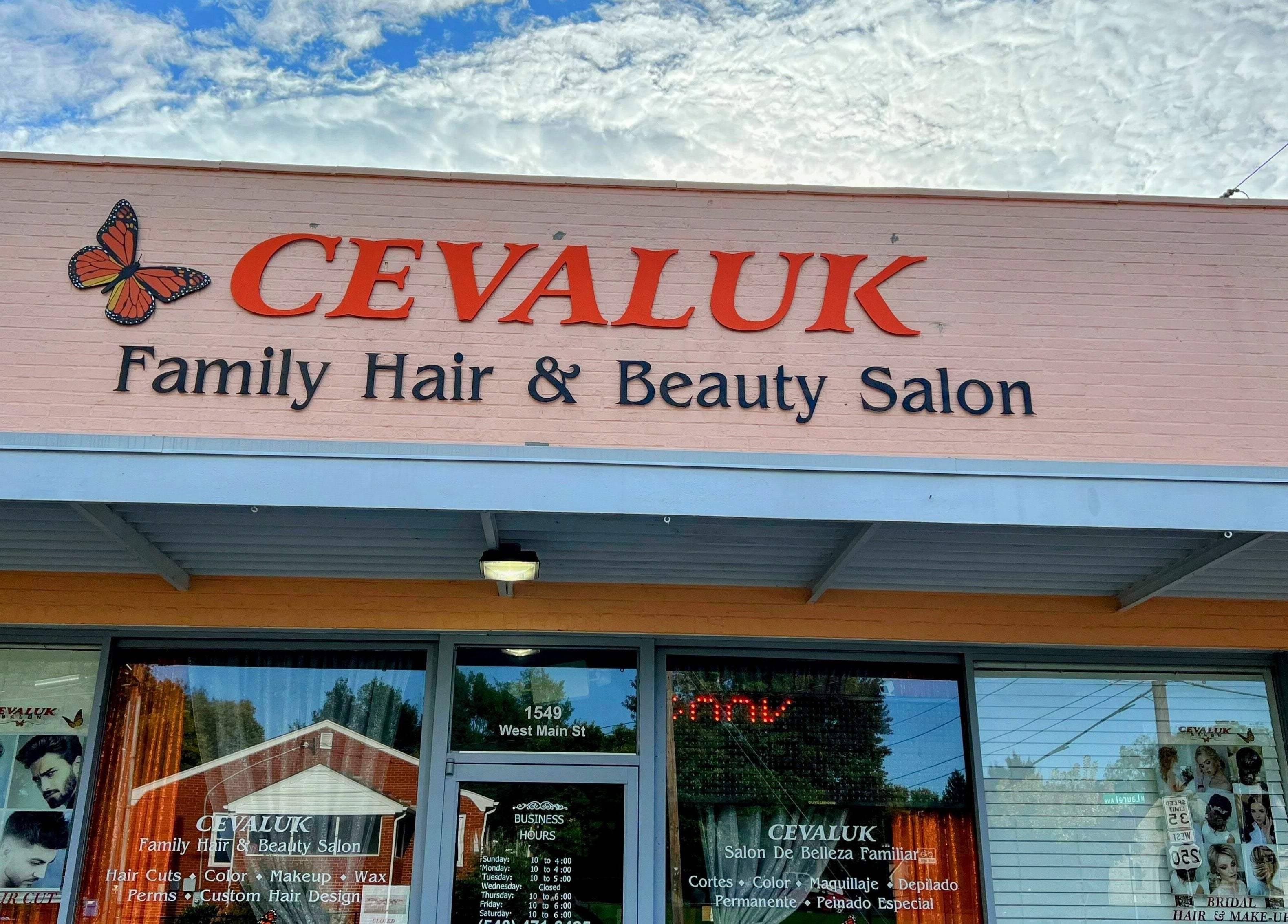 Exterior of Cevaluk Family Hair & Beauty Salon in Waynesboro, Virginia, US.
