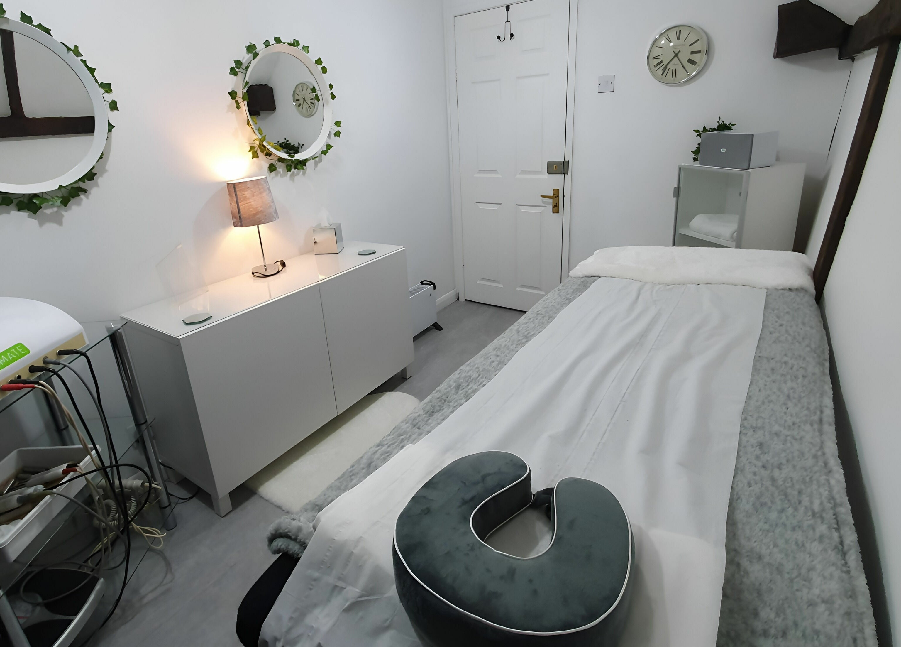 Relaxing treatment room at KM Hair and Beauty in Braintree, England, GB. Inviting and calming decor.