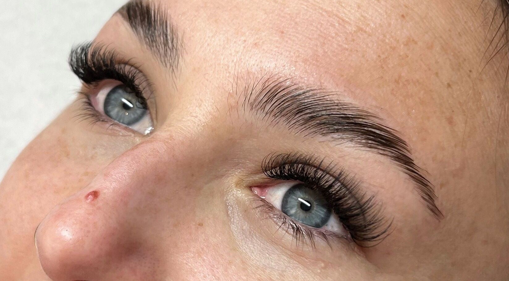 Close-up of expertly applied lash extensions at Beautie by Abie, Portsmouth, England, GB.