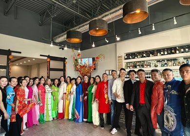 Group celebration at Tipsy Nail Bar, College Parkway, Fort Myers, Florida, US.