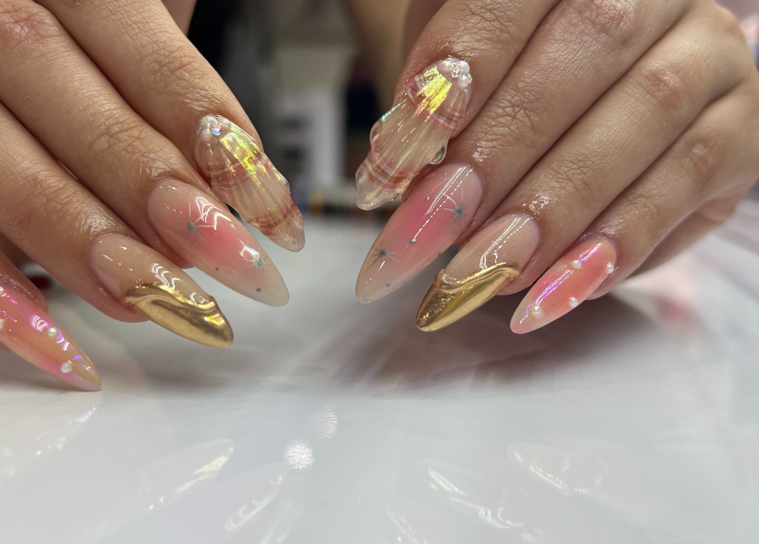 Stylish nail art at Tipsy Nail Bar, College Parkway in Fort Myers, Florida, US, showcasing intricate designs.