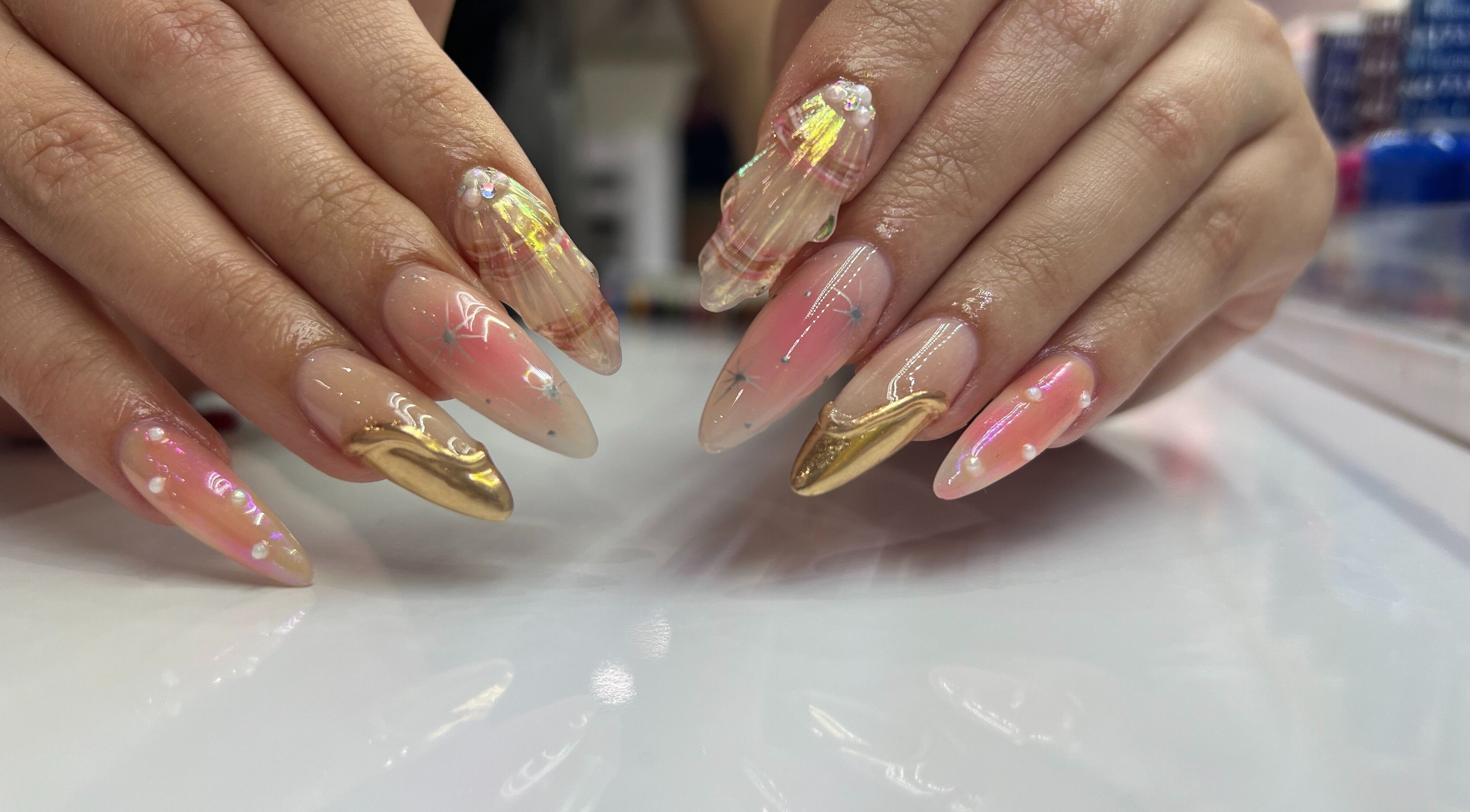 Stylish nail art at Tipsy Nail Bar, College Parkway in Fort Myers, Florida, US, showcasing intricate designs.