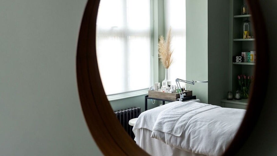 Elegant spa room with soft lighting at Victoria Cheek Facialist, Leigh-on-Sea, England, GB.