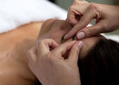 Woman receiving facial treatment at Victoria Cheek Facialist in Leigh-on-sea, England, GB.