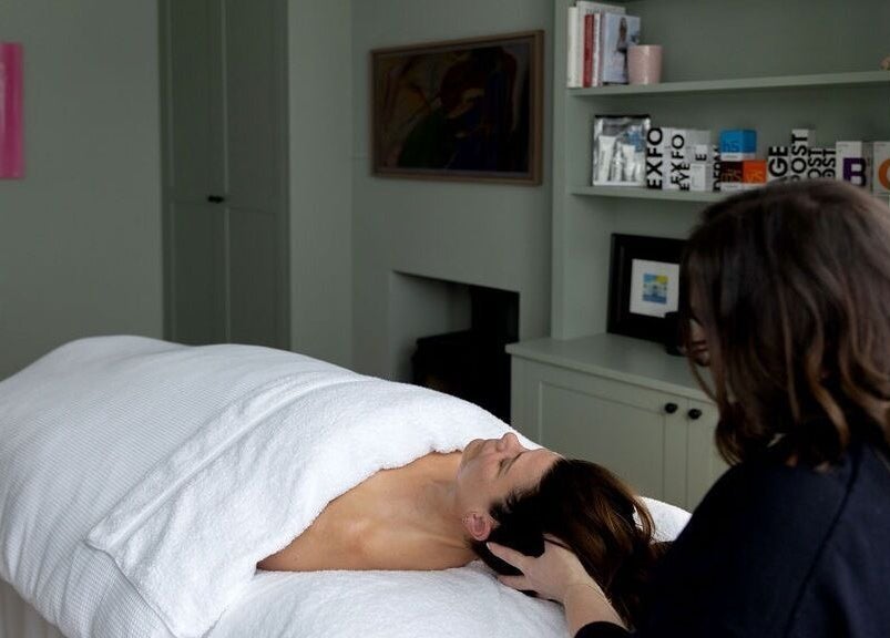 A serene massage session at Victoria Cheek Facialist in Leigh-on-sea, England, GB showcasing a tranquil ambiance.
