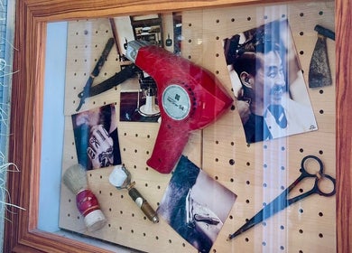 Vintage barber tools display at Salon5 in Singapore, Singapore, SG showcasing classic style and charm.