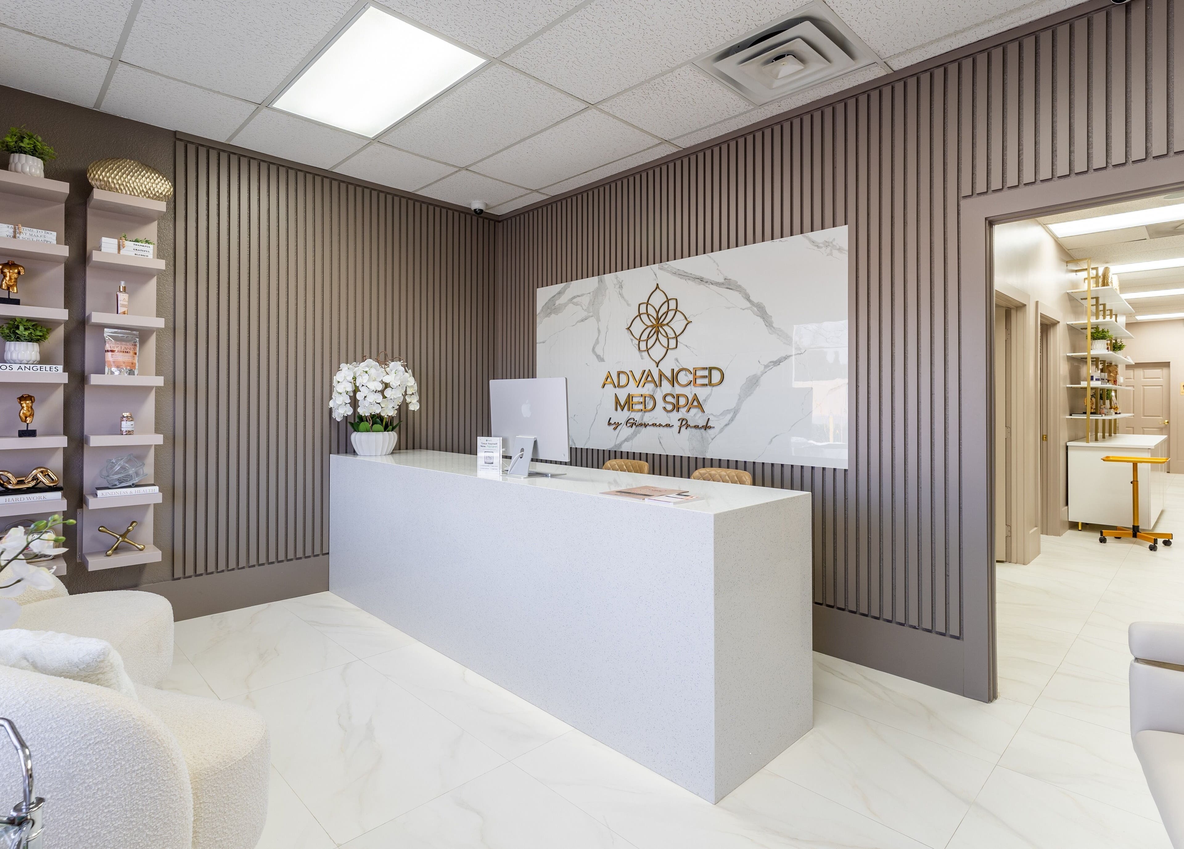 Modern reception at Advanced Med SPA - Deerfield Beach, showcasing sleek design in Deerfield Beach, Florida, US.