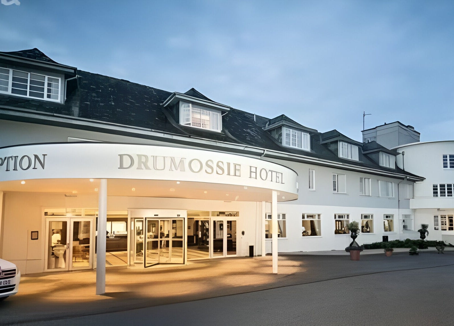 Luxurious hotel entrance near Sara Campbell Therapies, Inverness, Scotland, GB.