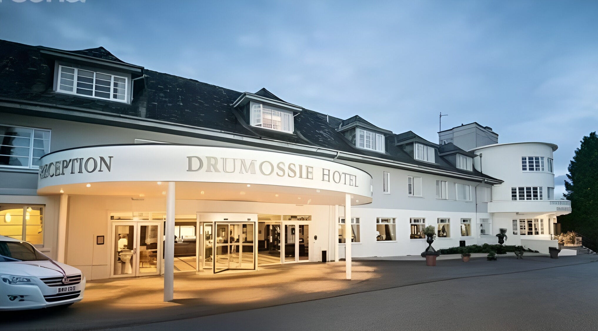 Luxurious hotel entrance near Sara Campbell Therapies, Inverness, Scotland, GB.