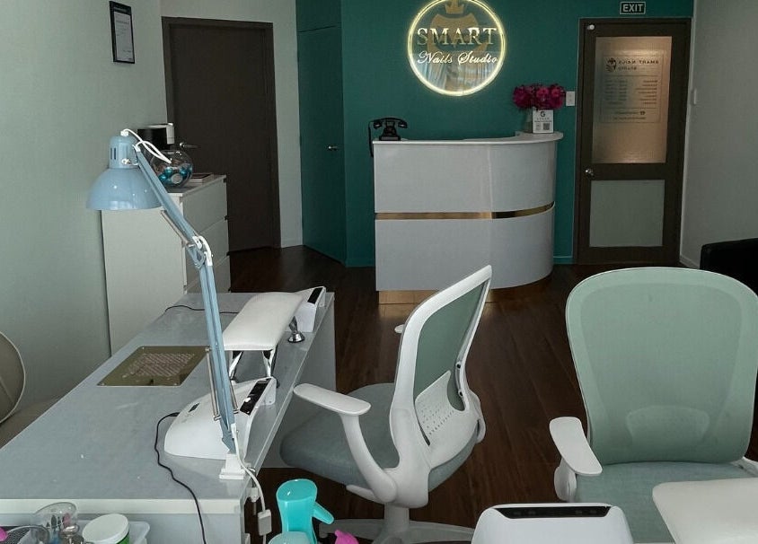 Interior of Smart Nails Studio in Auckland, Auckland, NZ showcasing modern nail salon setup and reception.