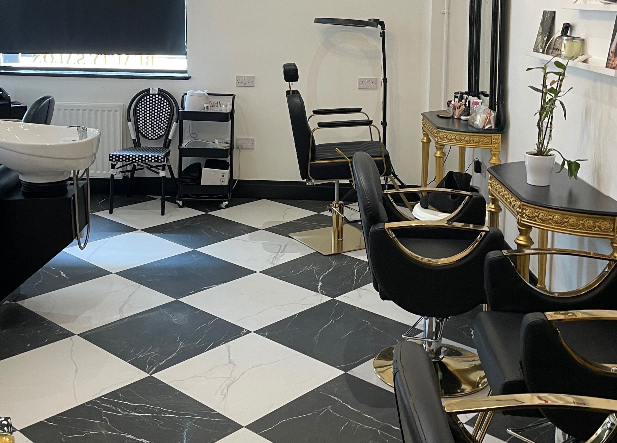 Luxurious salon seating and decor at Confidence & Glow Aesthetics in Morley, England, GB.