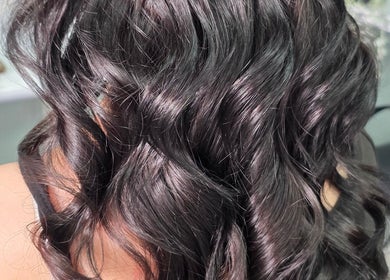Luxurious dark waves styled at Kym Bongartz Hair, Edinburgh, Scotland, GB.