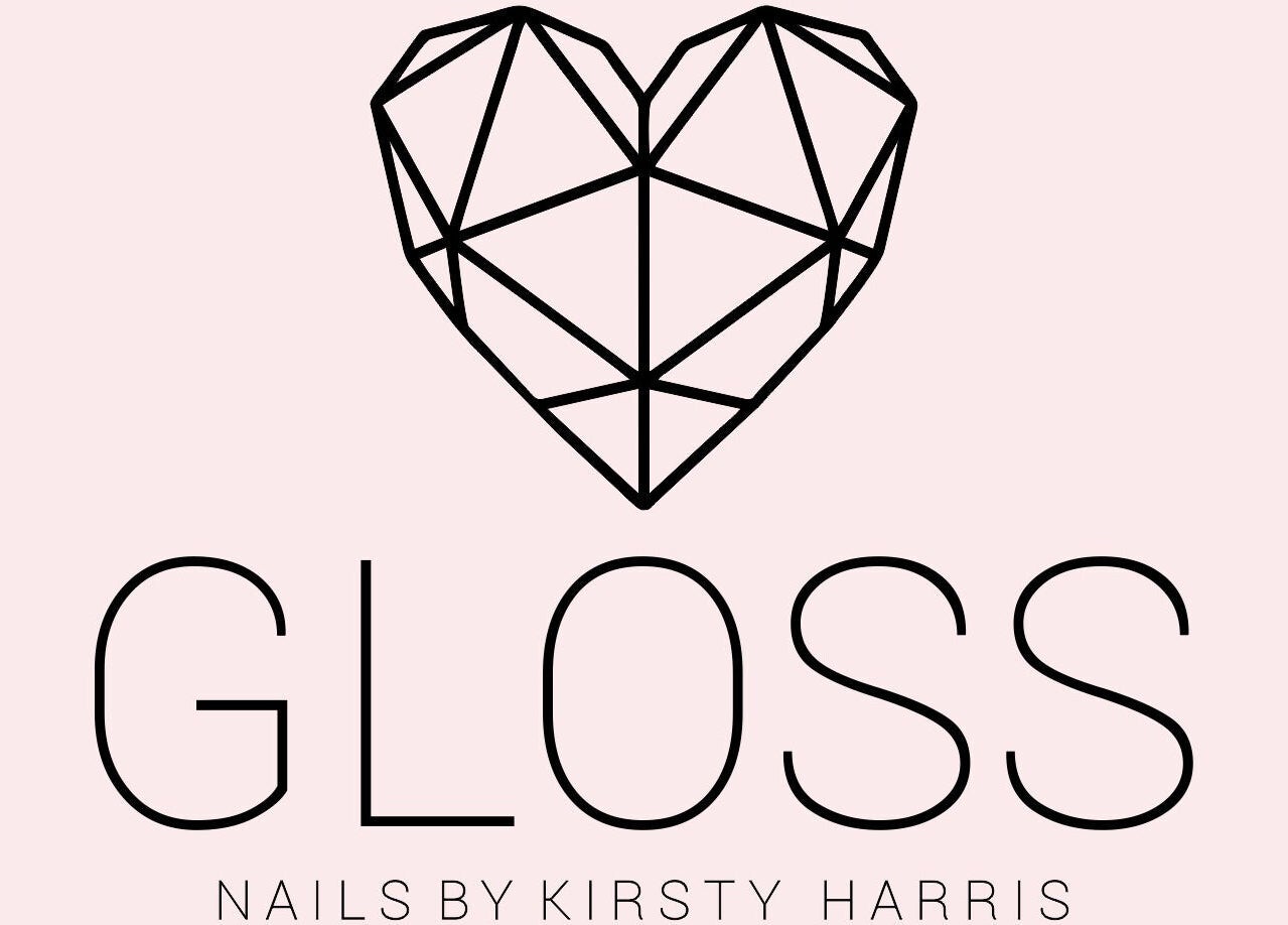 Logo of Gloss Nails by Kirsty with a heart design in Invercargill, Southland, NZ.