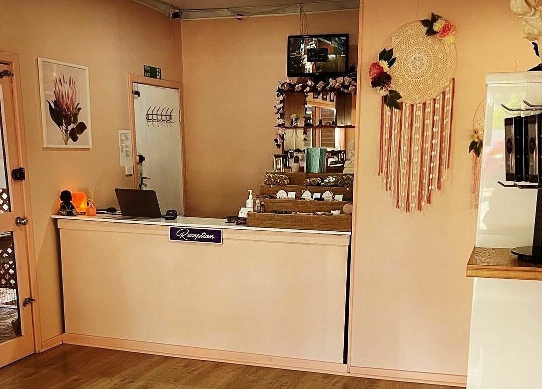 Reception area of Kalgoorlie Beauty with cozy decor in Kalgoorlie, Western Australia, AU.