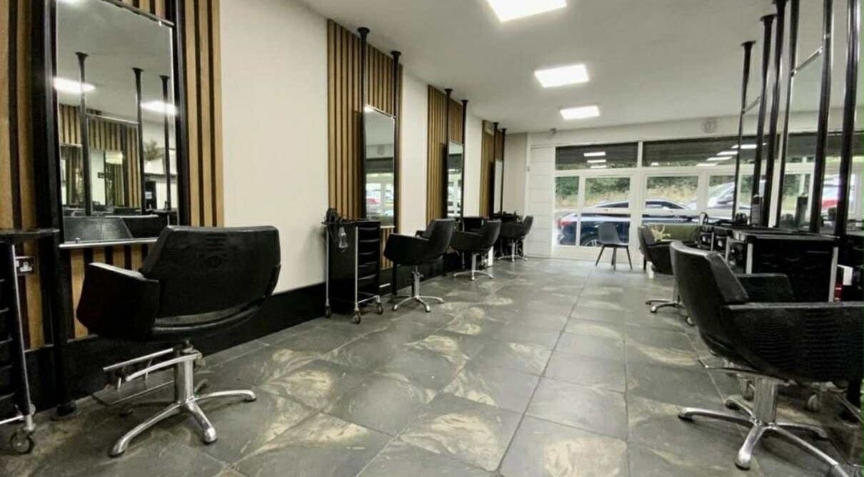 Interior of ML Studio in Pontefract, England, GB featuring modern salon chairs and mirrors.