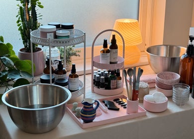 Aceso Healing Therapies' serene wellness setup with essential oils in Margate, England, GB.