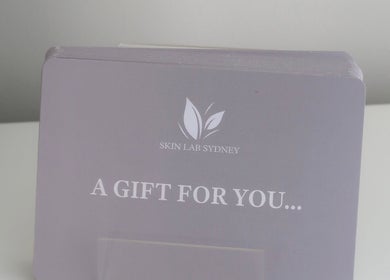 Skin Lab Sydney gift card display at Oatlands, New South Wales, AU offering premium beauty experiences.