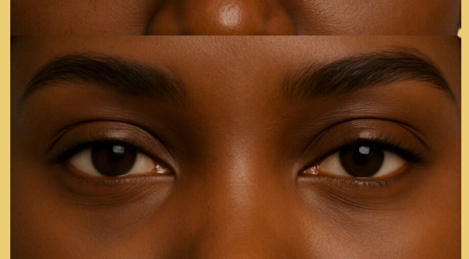 Close-up of expertly shaped eyebrows at Beauty Style Rbs Camouflage, Toronto, Ontario, CA.