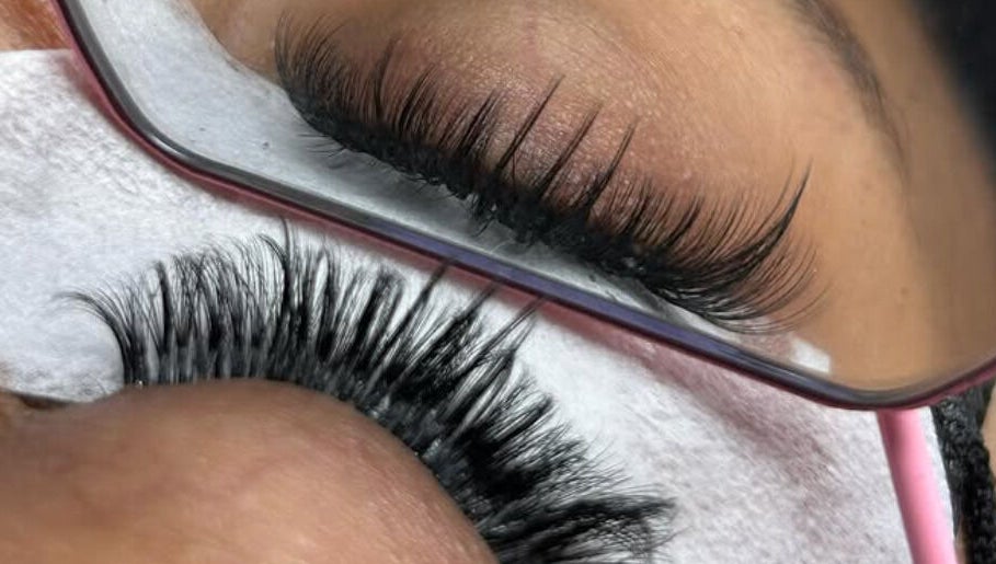 Close-up of styled eyelashes at Wake Up Flawless 868 in Arouca, Tunapuna/piarco Regional Corporation, TT.