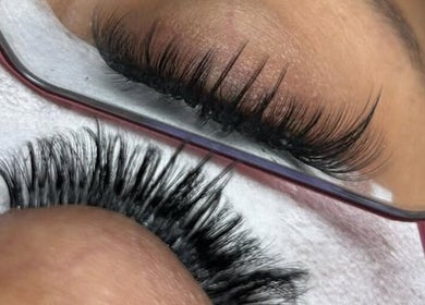Close-up of styled eyelashes at Wake Up Flawless 868 in Arouca, Tunapuna/piarco Regional Corporation, TT.