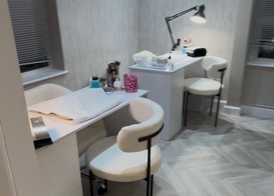 Manicure station at Exclusive Beauty Spa, Sutton Coldfield, England, GB, showcasing modern comfort and elegance.