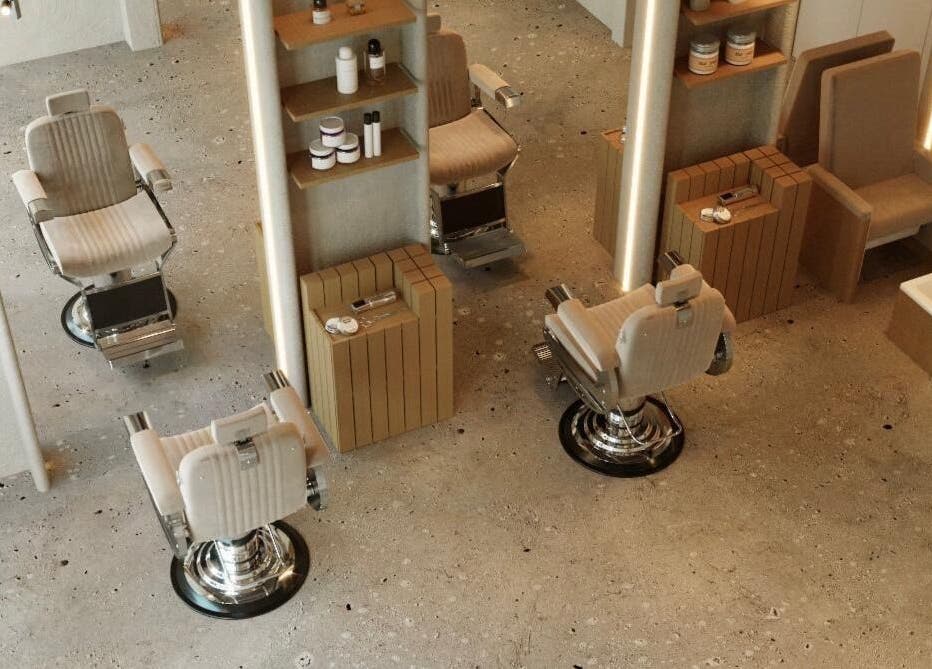 Stylish barber chairs at Wam N Fade, Dubai, Dubai, AE showcasing modern beauty and wellness space.