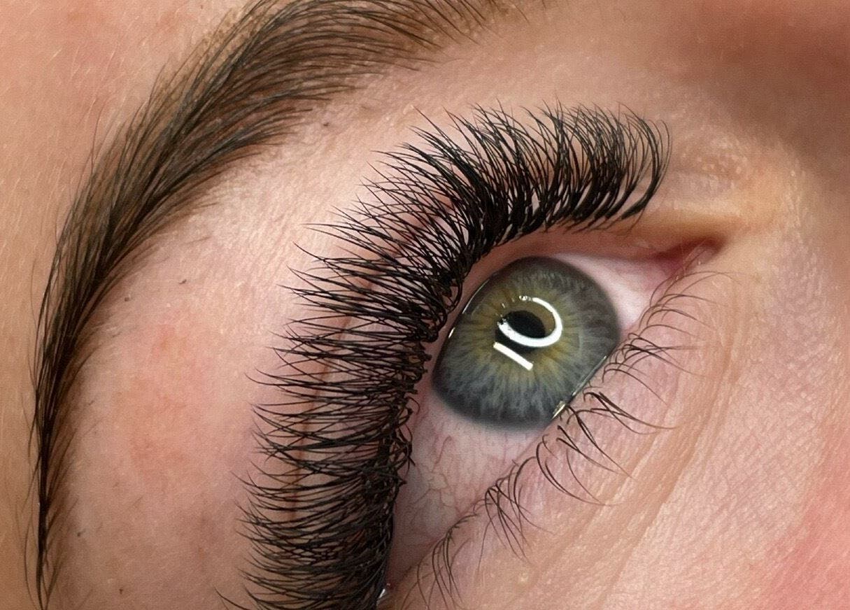 Close-up of lush eyelash extensions at The Self Love Lab in Alfredton, Victoria, AU.