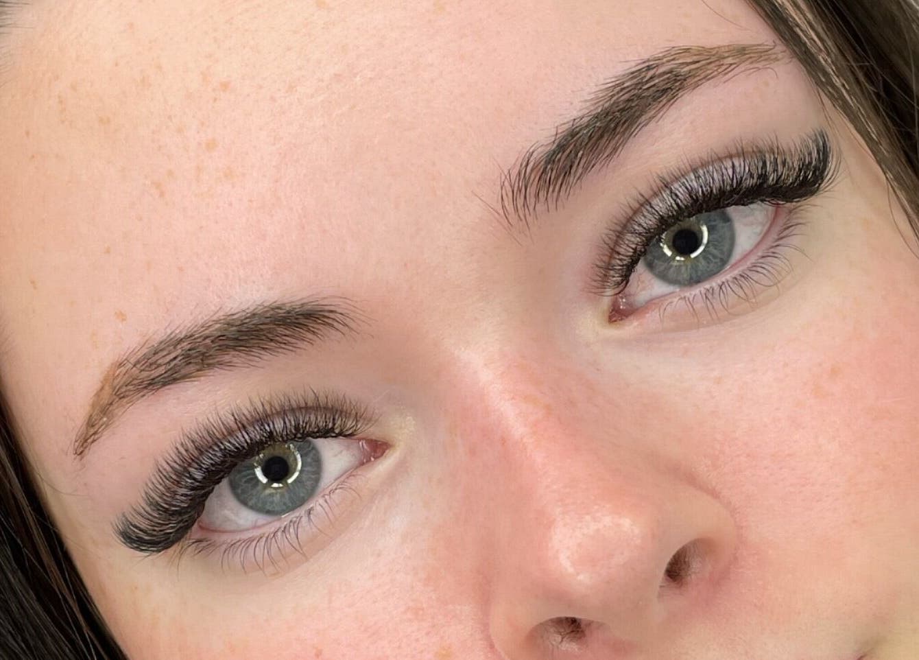 Close-up of lush eyelashes at The Self Love Lab, Alfredton, Victoria, AU, highlighting beauty treatments.