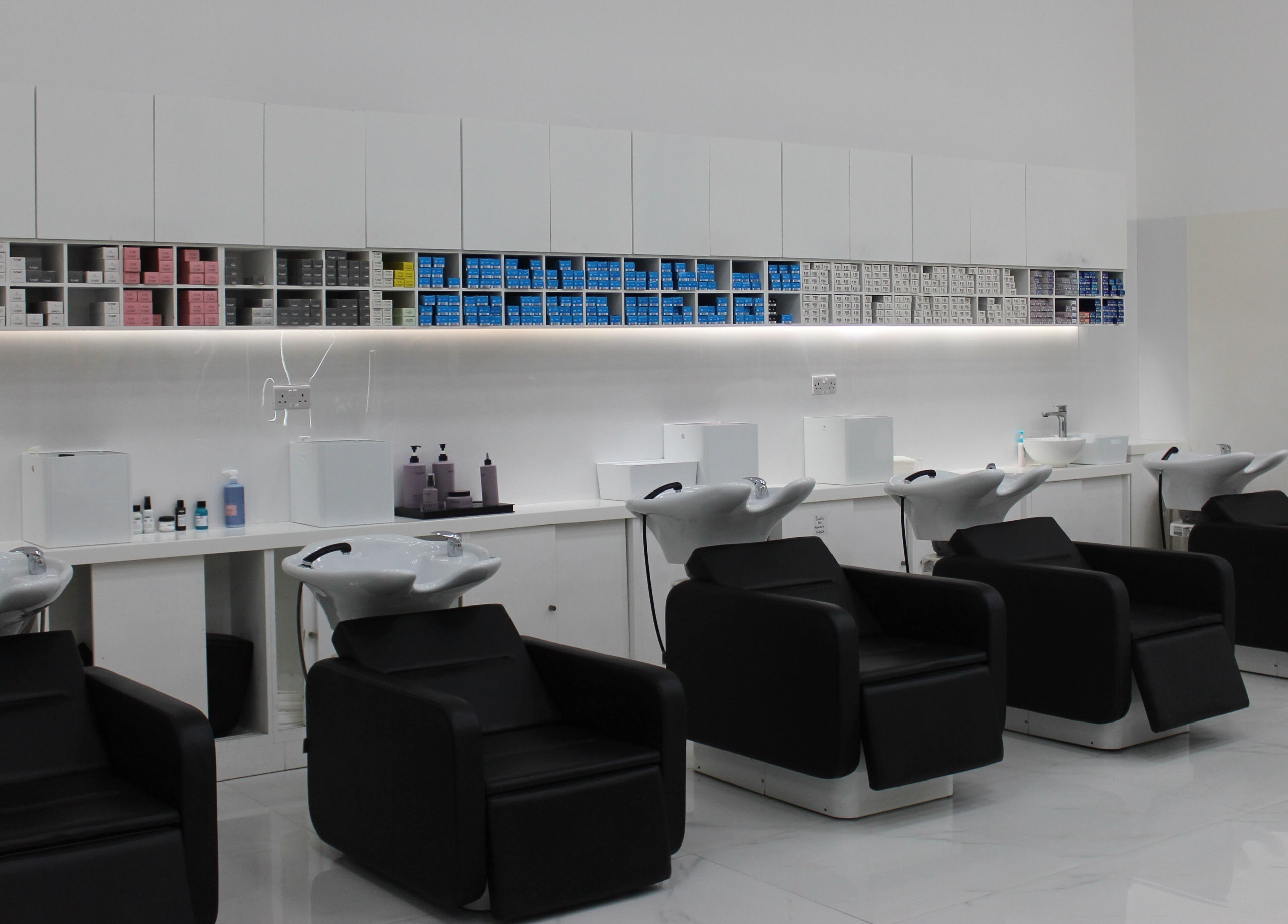 Sleek salon hair washing stations at Hair Creators Gate Avenue in Dubai, Dubai, AE.