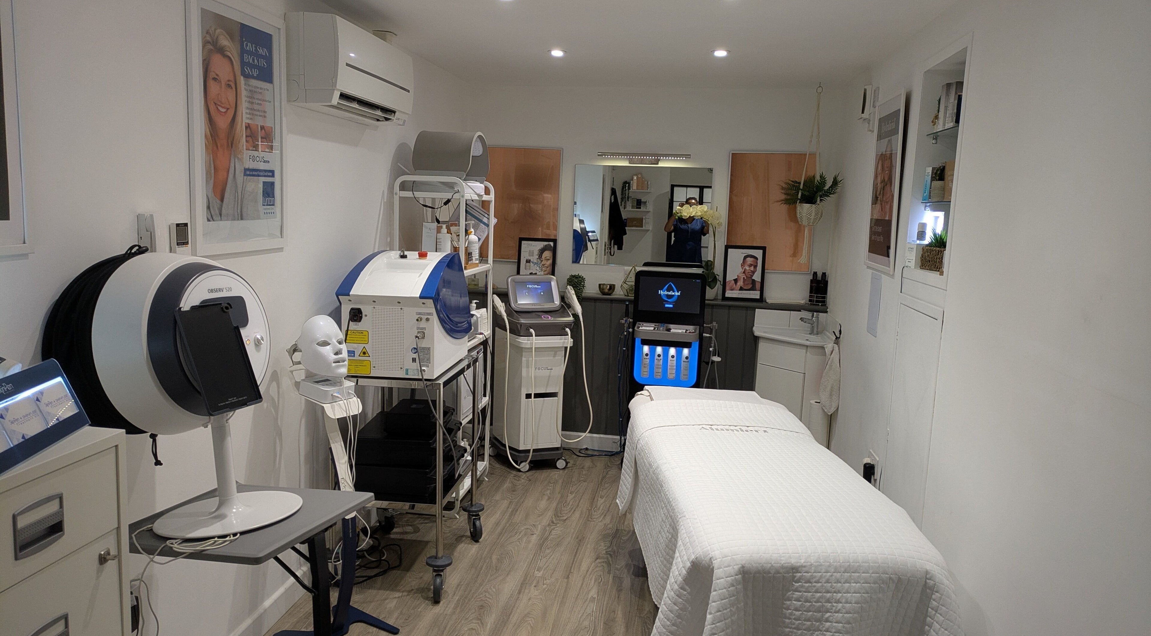 Crystal Rose Skin Clinic treatment room in Needham Market, England, GB with advanced skin care equipment.