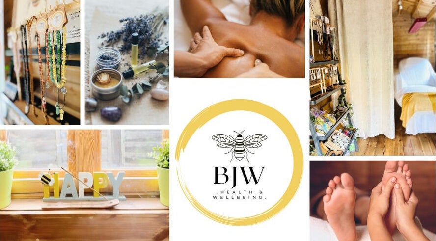 Collage of wellness services at Bee's Journey Wellness (Bracknell), Bracknell, England, GB with massage and aroma.