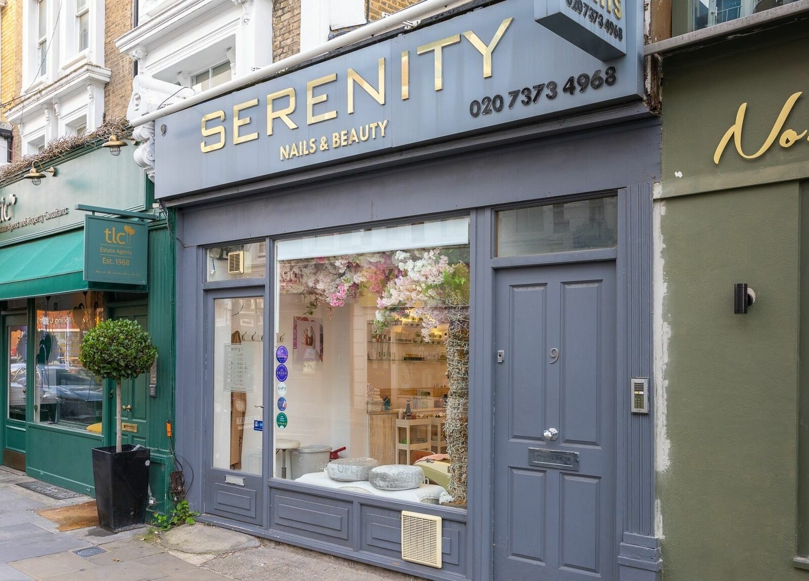 Street view of Serenity Earl's Court beauty venue in London, England, GB, showcasing the elegant exterior.
