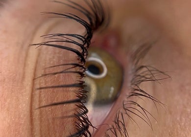 Close-up of well-defined lashes at Get.Foxxed - BERKELEY, Berkeley, New South Wales, AU promoting eyelash care.