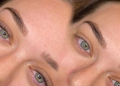 Close-up of perfectly shaped eyebrows at Get.Foxxed - BERKELEY, Berkeley, New South Wales, AU.